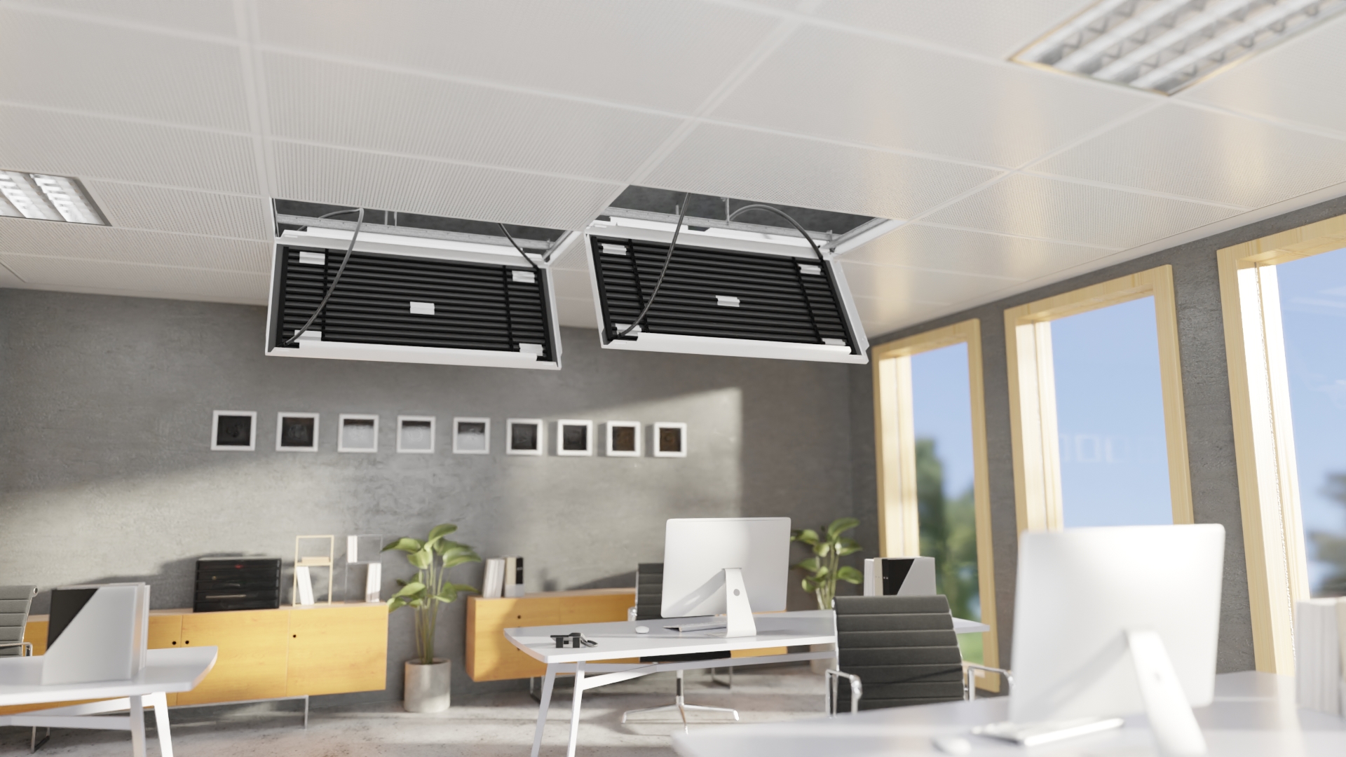 Ceiling system: Metal cassette with clamping/hanging system